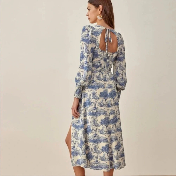 Reformation Lindero Novelty Midi Dress In Pastoral Size: 0 - Picture 3 of 12